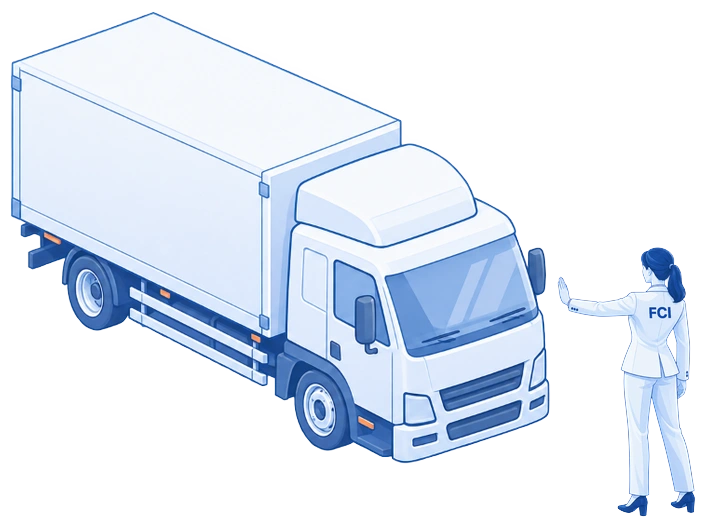 FCI Group sector illustration: an accountant beside a truck