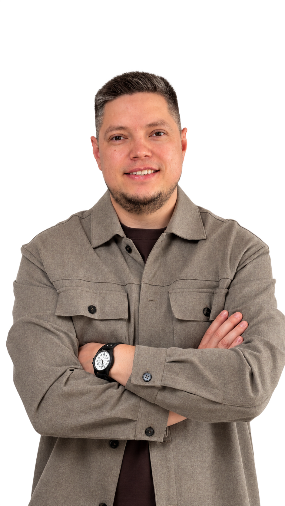Robert Ivanov in a gray jacket